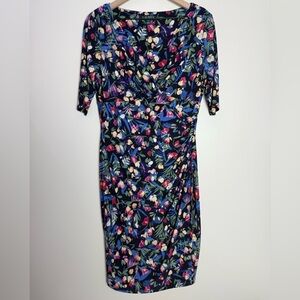 Lauren Ralph Lauren Womens Floral Faux Wrap Knee Length Dress Size 12 Travel